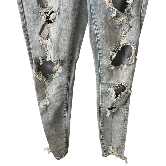 American Eagle 4 Regular Super HiRise Jegging Distressed Acid Light Blue - Picture 4 of 7